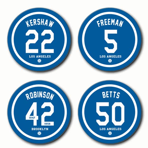 Dodger Gifts for Men, Non Dodger Coasters for Drinks, Los Angeles LA Baseball Ceramic Coasters Set of 4, for Dodger Man Cave Home Decor