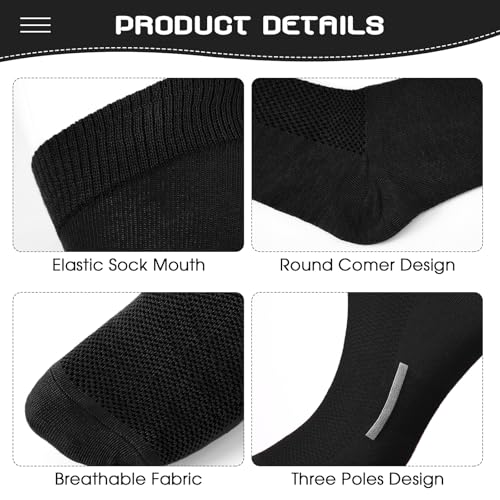 Black Medium Baseball Football Socks 6 Pairs Bulk Sports Compression Support