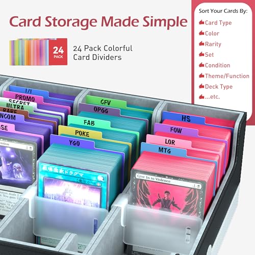 4-Row Trading Card Storage Box 3200+ Cards with Dividers - Red & White