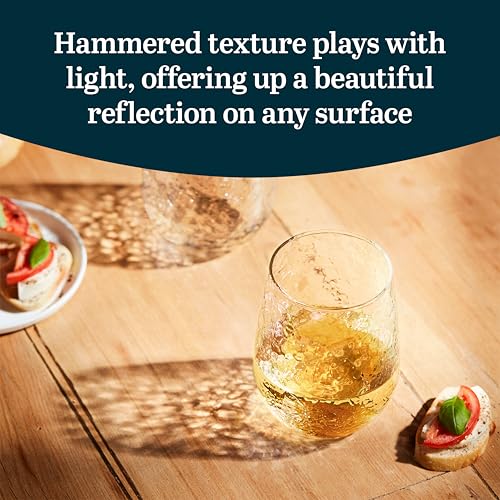 Hammered Stemless Wine Glass Set of 8 - 17 oz - Variation of THIS listing