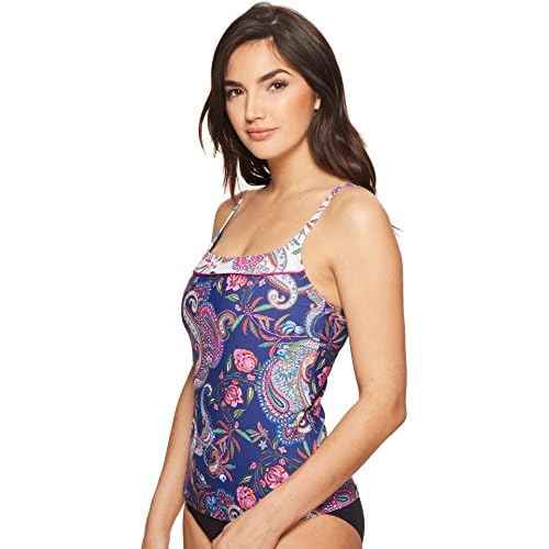 La Blanca Women's Standard Delux Bra Cup Over The Shoulder Tankini Swimsuit Top