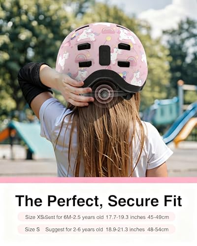 Toddler Bike Helmet with Adjustable Dial Fit - Unicorn2, Small 2-6 Years, 18.9-21.3 Inches