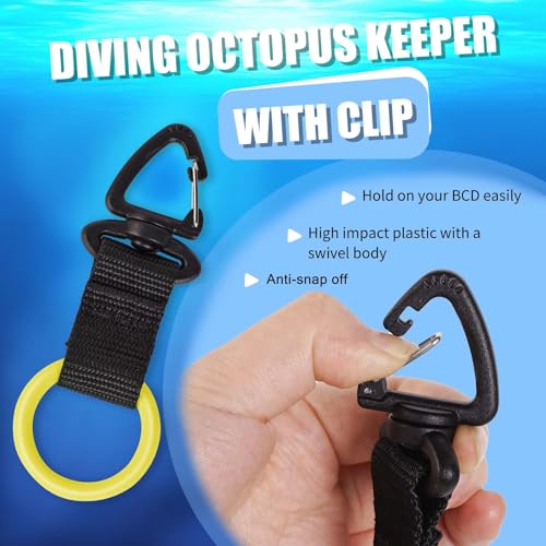 Scuba Octopus Mouthpiece Holder - Silicone Regulator Keeper for 2nd Stage, Green/Yellow