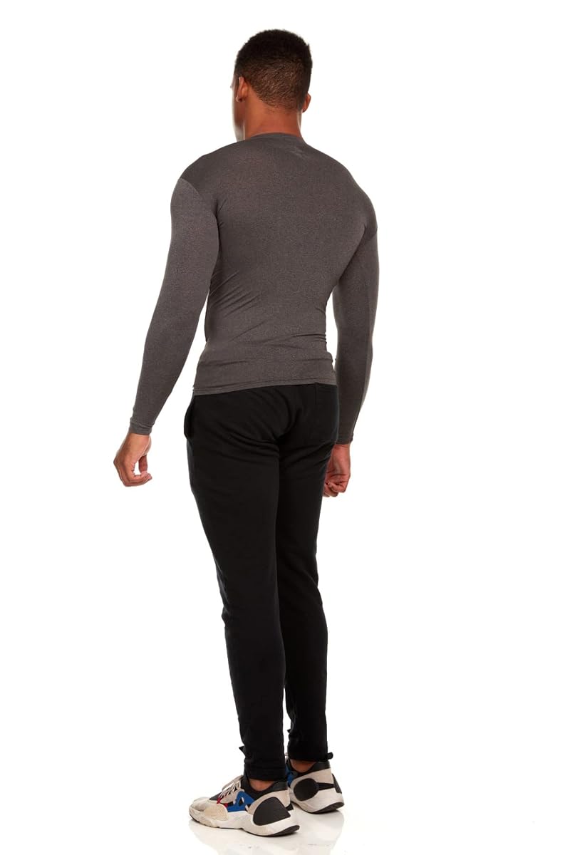 Russell Athletic Men's Grey Large Long-Sleeve Compression Shirt for Running & Workouts