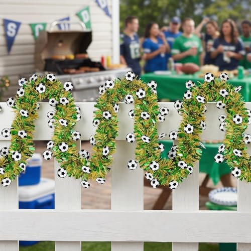 Soccer Garland - Green 50Ft Sports Theme Tinsel for Party Decor