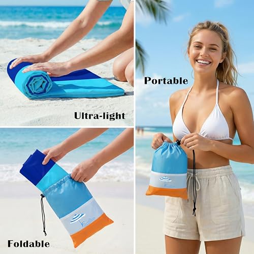 Oversized Waterproof Sandproof Beach Blanket 78" x 110" - Family Size, Easy Carry, Multi-Use