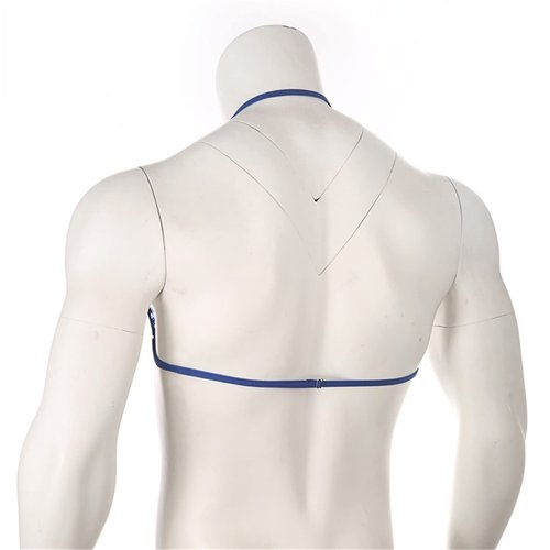 Men's Sissy Halter Strappy Bra Lace Sheer Crossdressing Bralette See Through Cage Tops Underwear Lingerie (Blue 1,X-Large)
