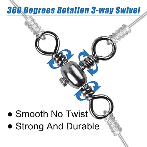 3 Way Fishing Swivels Set 50/100pcs Crossline Barrel Swivels for Catfish & Surf Rig