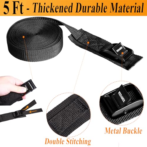 2 Pack Kayak Tie Down Straps - 1 Inch x 5 Feet Cam Buckle Lashing