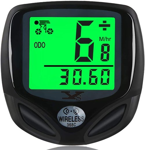 Bike Speedometer Waterproof Wireless Bicycle Bike Computer and Cycling Odometer with Automatic Wake-up Multi-Function LCD Backlight Display