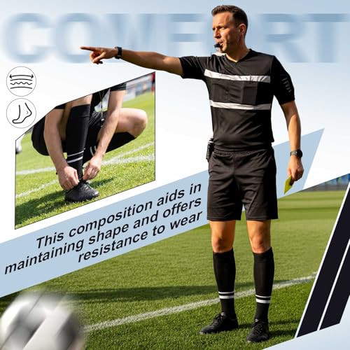 Large Soccer Referee Socks Set of 3 High Tube Foldable Cuff Sports Officiating Socks