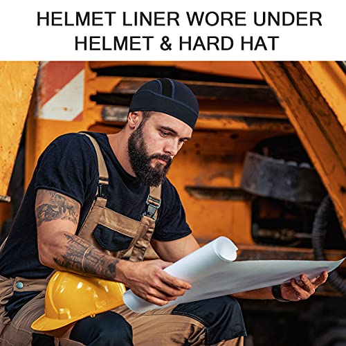 MELASA Breathable Mesh Skull Cap for Men - Cooling Helmet Liner, One Size, Black & Army Green