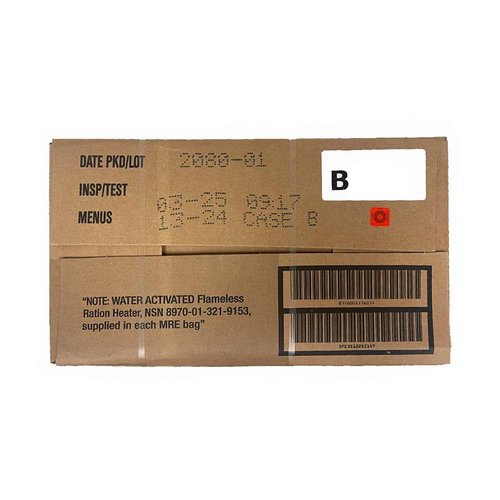 Meals Ready to Eat A and B bundle cases 2025, 2026 inspection. Genuine Military US surplus emergency food bulk supply full box with heater