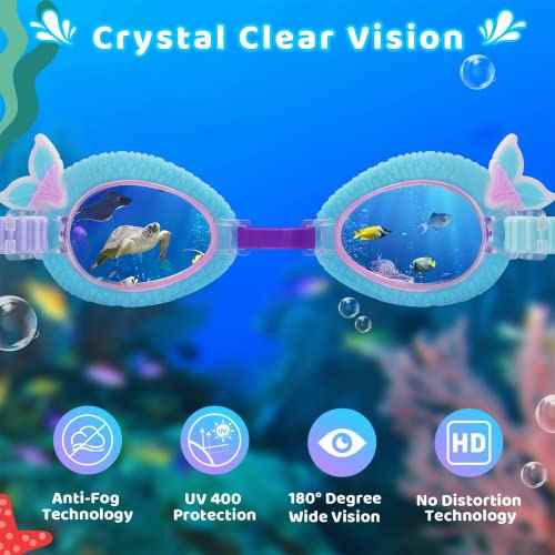 2 Pack Kids Swim Goggles No Leaking Anti Fog Waterproof Adjustable Goggles for Kids Ages 2-12 Toddler Boys Grils