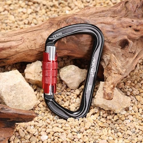 30KN Auto Locking Carabiner Clip Twist Lock UIAA Certified Large Climbing Carabiner Heavy Duty Carabiner for Rock Tree Climbing Rappelling Mountaineering Caving Rescue Arborist Aerial Yoga (2PCS)