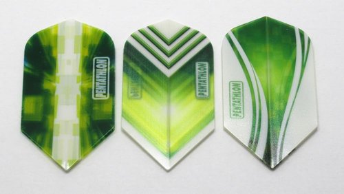 US Darts 6 Sets (18 Flights) Pentathlon Slim Dart Flights - 100 Micron The Green Collection
