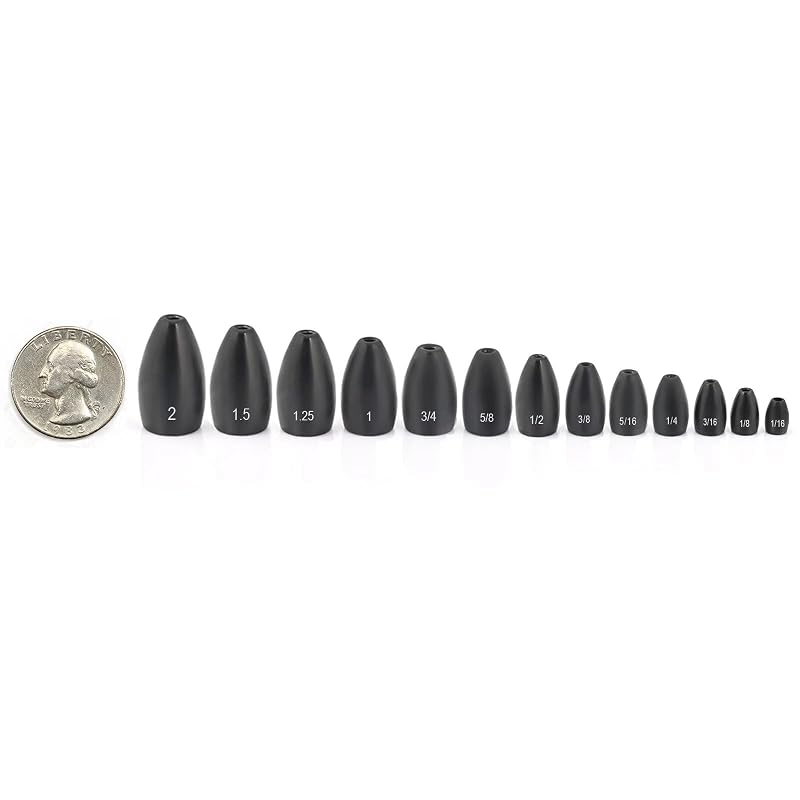 Fishfun Tungsten Flipping Weights 1/8-1/2 oz – No Chip Black 1/4 oz 12 pcs