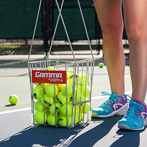 GAMMA Sports Tennis Ball Hopper Hi-Rise 75, Durable, Convenient, Heavy Duty Construction for Easy Pickup, Carrying and Storage, Holds 75 Tennis Balls Silver