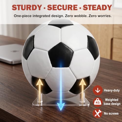 3-Pack Acrylic Sports Ball Display Stand & Holder for Soccer & Basketball