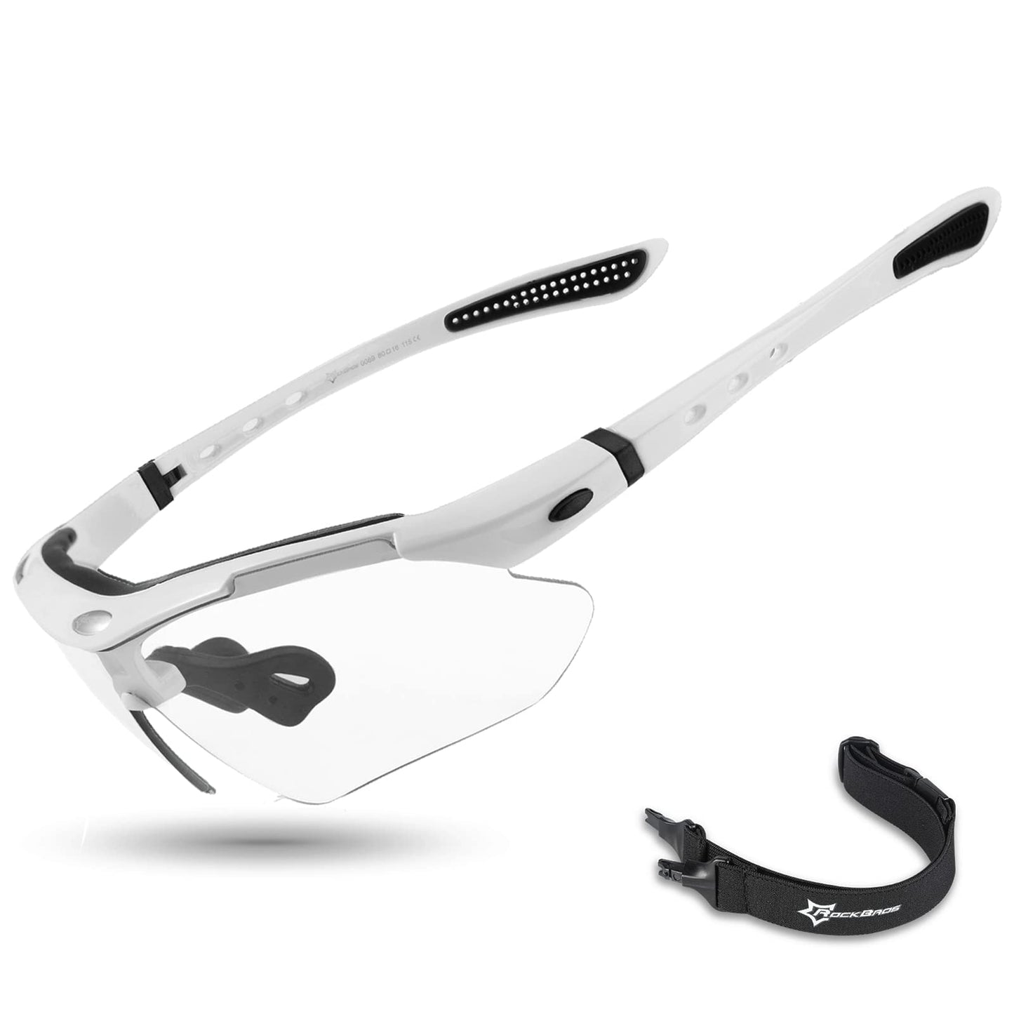 ROCKBROS Pickleball Glasses for Men Women Photochromic Sports Sunglasses UV400 Protection Interchangeable Strap