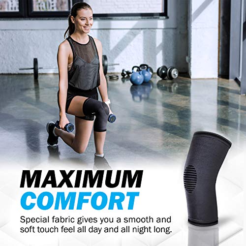 PowerLix Compression Knee Sleeve Men & Women Black Medium - Pain Relief & Support