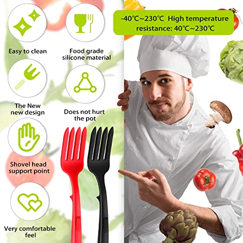 Mixweer Silicone Cooking Forks 2 Pack Heat Resistant 11.6 Inches Red & Black