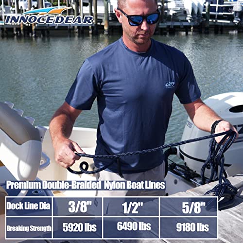 2 Pack Navy Blue Dock Lines - 15', 25', 35' with Eyelet, Double Braided Nylon - 25 FT, Variation of This Listing