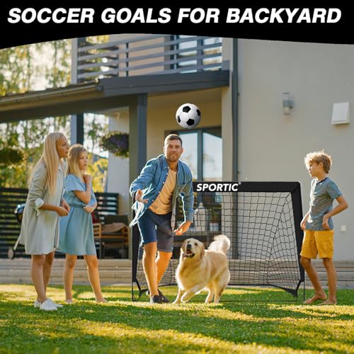 Black 4x3 ft Kids Soccer Goal Set - Portable Pop Up Practice Goals with Carrying Bag & Ground Stakes