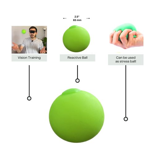 Brock Beaded String with 3 Sliding Beads for Hand-Eye Coordination & Reaction Training – Train Reflexes & Enhance Peripheral Awareness for Sports & Activities – Reflex Ball & Nose Cards - 10 Foot