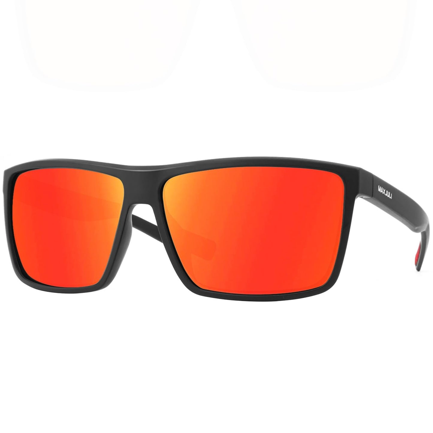 MAXJULI Polarized Big Sunglasses for Men Women with Big Heads UV 400 Protection (fit M/L size) Black/Red