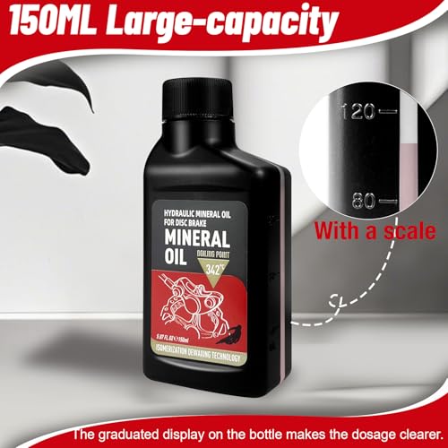 Bike Brake Bleed Kit with Mineral Oil, Brass Connectors, 150ml Fluid, Includes Variation