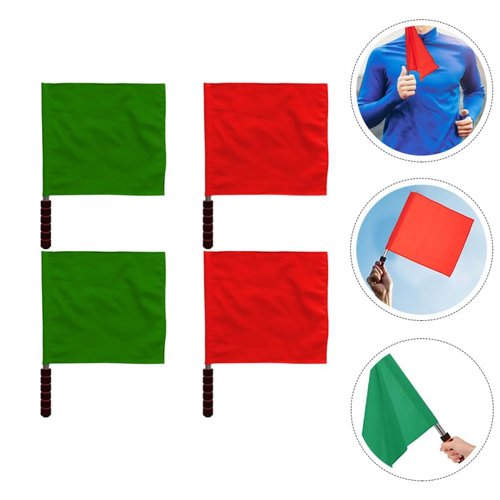 BESPORTBLE Hand Signal Flags for Referees: 4 Pcs Stainless Steel Referee Flags for Soccere Football Volleyball and Sports Field