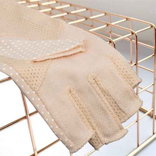 Cotton Fingerless Driving Gloves for Women Men, Mesh Nonslip UV-Protection Summer Gloves for Nail Manicure, Cycling