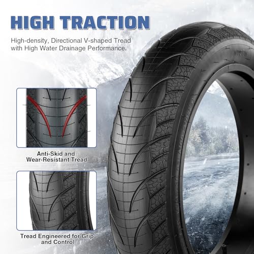 16-Inch Fat Tire for E-Bike Mountain Snow Bike Heavy Duty Off-Road Tire - Black