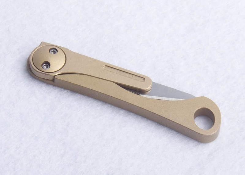 Brass Daily Mini Pocket Folding Utility Knife with 10 Replaceable Blades – Ultra Compact EDC