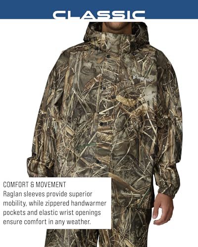 FROGG TOGGS Men's Pro Action Waterproof Breathable Rain Jacket - Realtree Max-7, XL