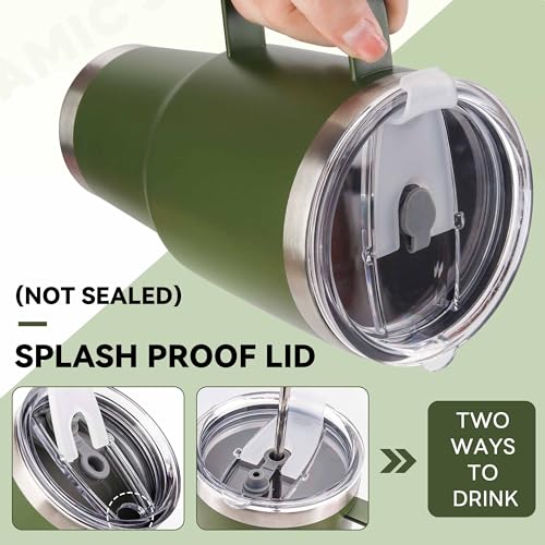 30 oz Insulated Travel Coffee Mug with Handle - Leakproof Tumbler