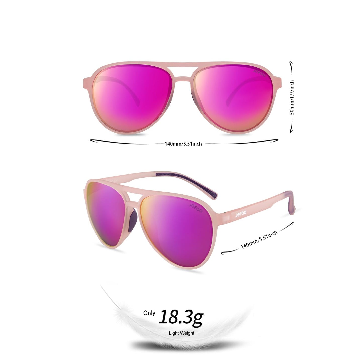 Jefoo Polarized Aviator Sunglasses for Women Men Retro Trendy Sports Sunglasses for Outdoor UV400 Protection
