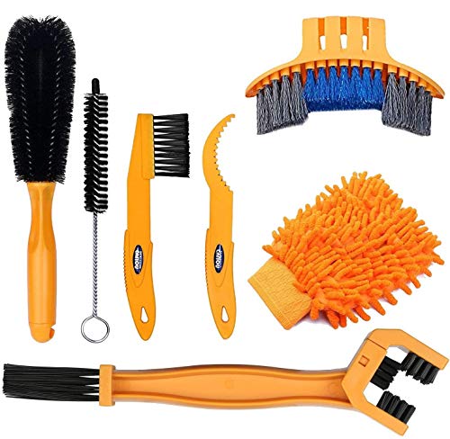 7pcs Bicycle Cleaning Tools Set - Bike Brush Kit for Mountain Road City Hybrid Bikes