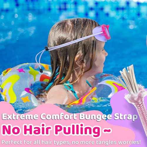 Vvinca Kids Swim Goggles, 2 Pack Toddlers Swimming Goggles Bungee Strap No Hair Pulling Anti-Fog/UV Pool Goggles for Age 3-10