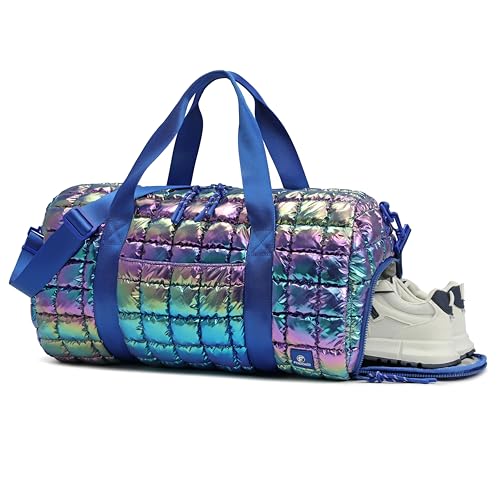Nebula Quilted Duffel Bag for Women, Lightweight Travel & Gym Bag with Shoe Compartment