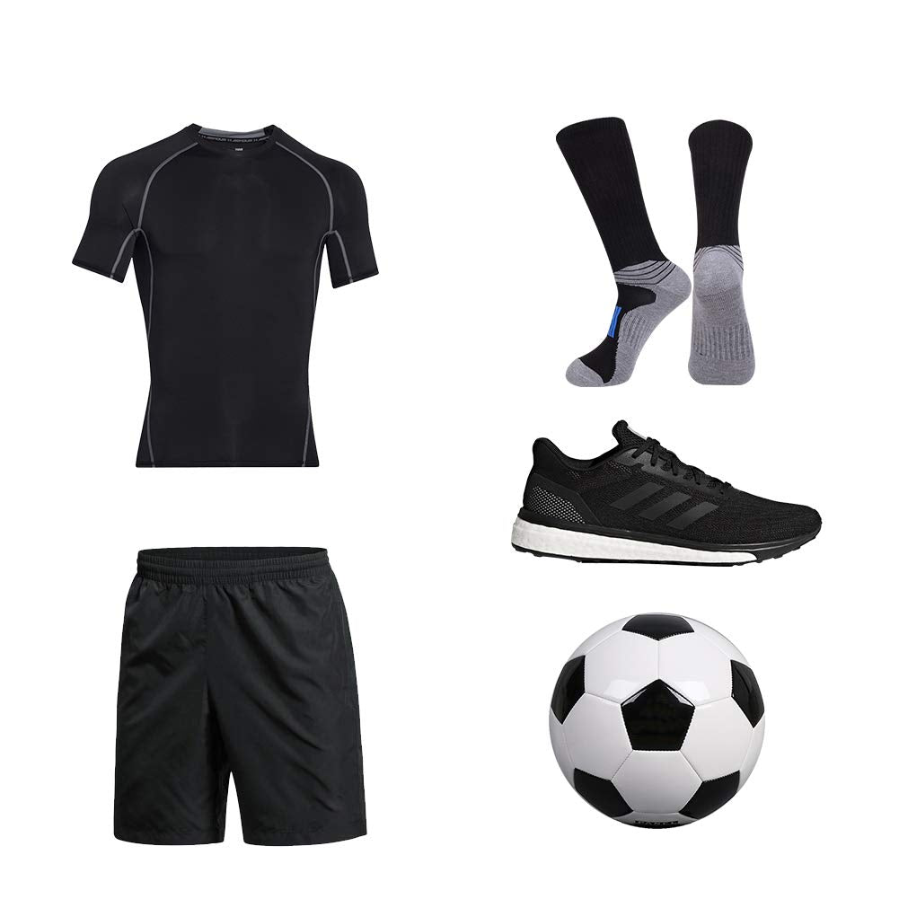 JOYNÉE Mens Athletic Performance Crew Socks for Running and Training 6 Pack,Black,Sock Size:10-13