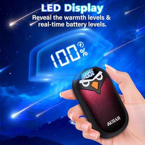 Hand Warmers Rechargeable 2 Pack with LED Display,4 Heat Settings & Fast Heating,Portable Electric Hand Warmers for Camping,Hunting,Commuting,Gift for Men Women