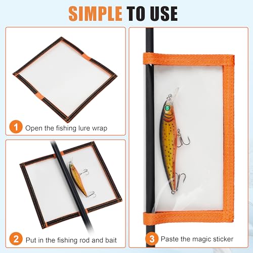 Fishing Lure Wraps Covers - Medium Orange PVC Bait Protector 4 Pack