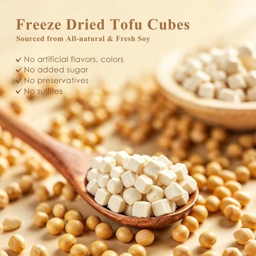 Freeze Dried Tofu Cubes 1.76oz for Soup Stir-Fry Salad Rehydration Pack of 1