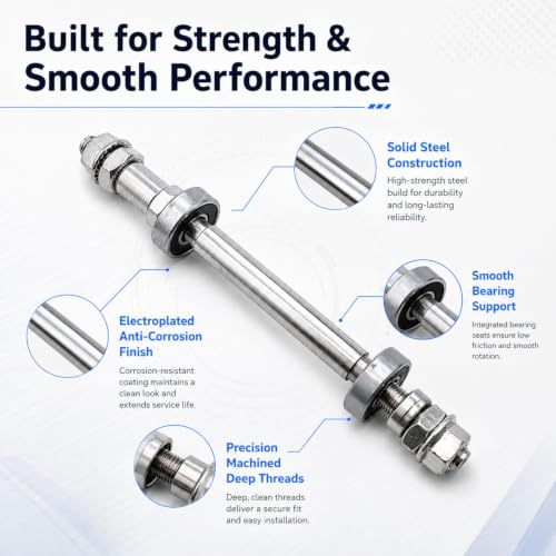 7.08 Inch Bicycle Rear Hub Axle 3/8 Inch 26 TPI for Mountain & Road Bikes