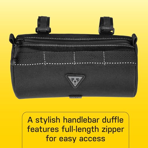 Topeak Tubular BarBag Slim 1.5L ? Compact Waterproof Handlebar Duffle Bag with Quick Access Zipper, 600D Polyester Shell, and Anti-Slip Mounting System for Urban & Trail Rides