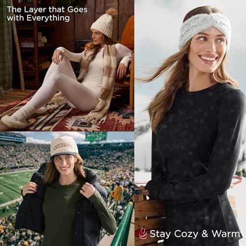 Cuddl Duds Womens Fleece Lined Thermal Base Layer Set ? Long Sleeve Shirt & Leggings for Cold Weather ? Lounge Set for Women
