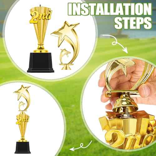 3 Pcs 3rd 2nd 1st Place Trophy First Place Plastic Trophy Award for Sports Tournament Funny Prize Cup for Football Soccer Competitions Reward Ceremony