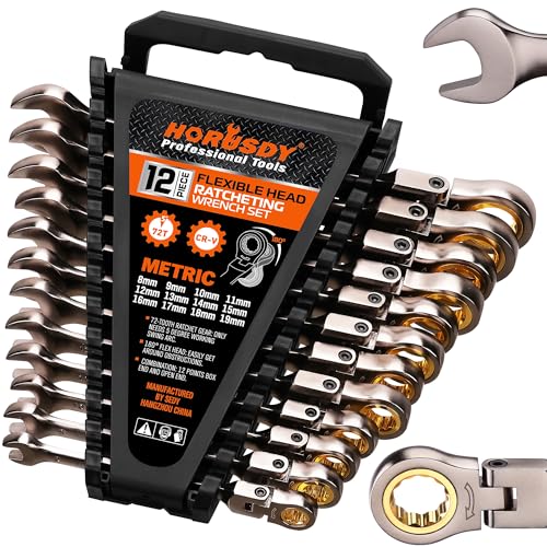 12-Piece Metric Flex-Head Ratchet Wrench Set with Organizer - Pro Edition